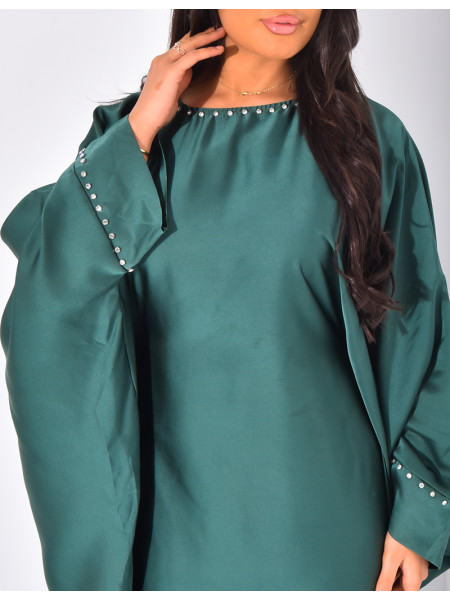 Abaya papillon à strass sur le col et les manches
