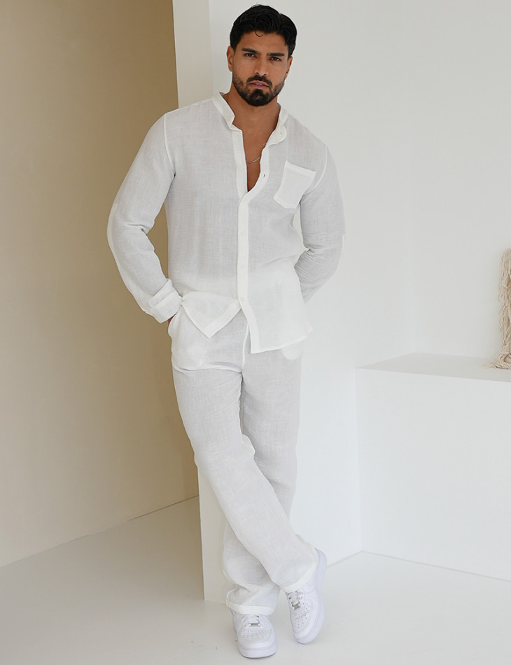 Ensemble pantalon et chemise en lin