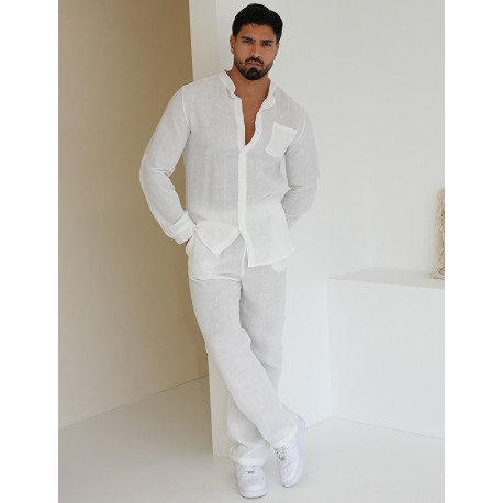 Ensemble pantalon et chemise en lin