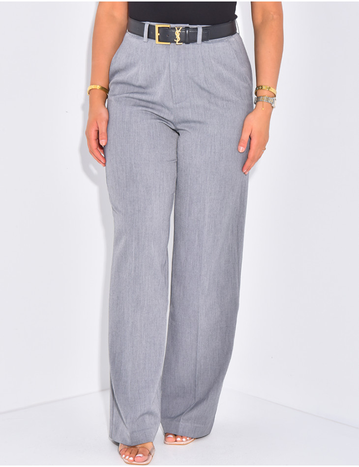 Pantalon de tailleur taille haute effet chiné