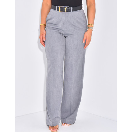 Pantalon de tailleur taille haute effet chiné