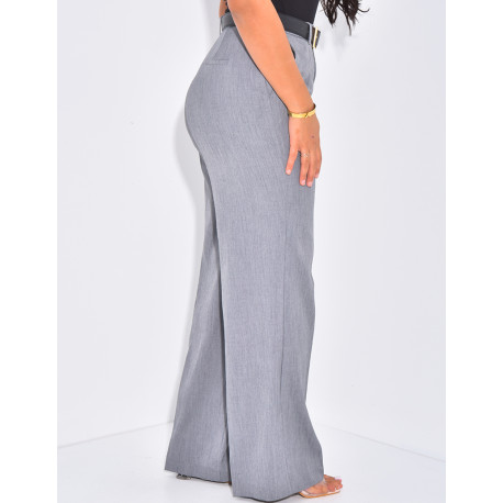 Pantalon de tailleur taille haute effet chiné