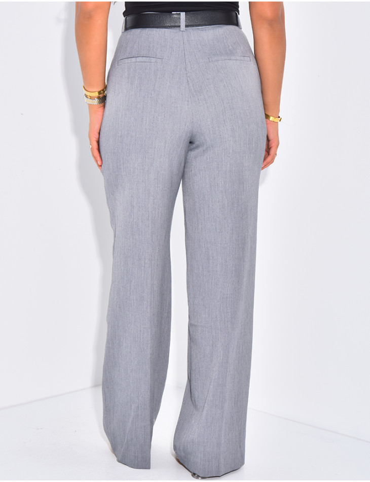 Pantalon de tailleur taille haute effet chiné