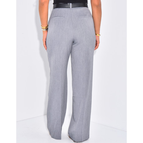 Pantalon de tailleur taille haute effet chiné