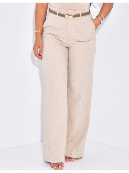 Mottled effect high-waisted suit trousers
