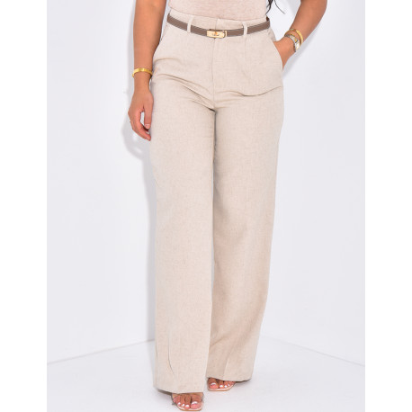 Mottled effect high-waisted suit trousers