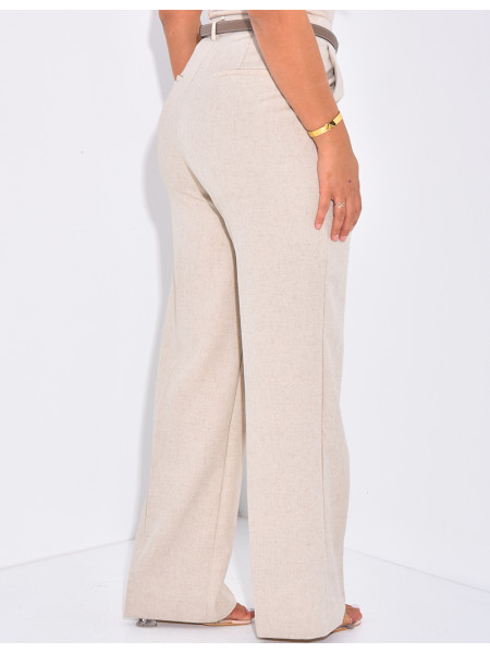 Mottled effect high-waisted suit trousers