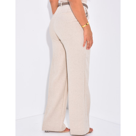 Mottled effect high-waisted suit trousers