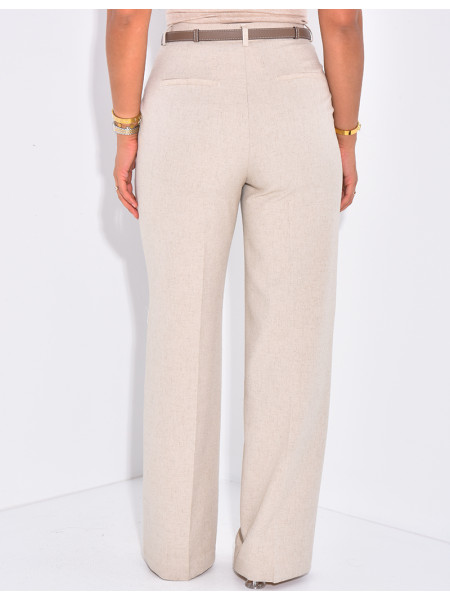 Mottled effect high-waisted suit trousers