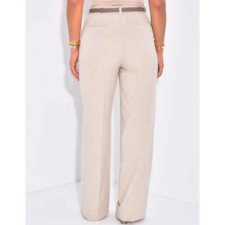 Mottled effect high-waisted suit trousers