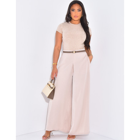 High-waisted, flowing, wide-leg trousers