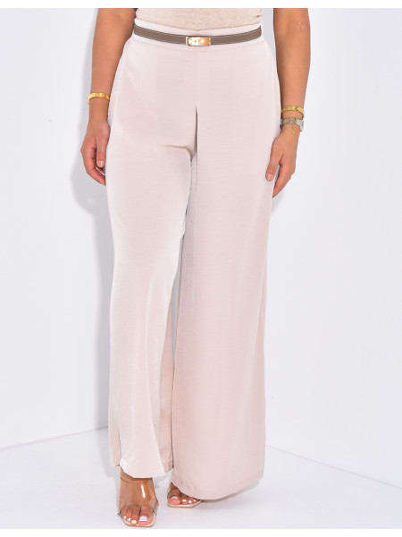 Pantalon taille haute et fluide à coupe large