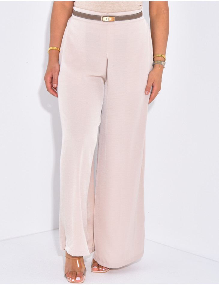 Pantalon taille haute et fluide à coupe large