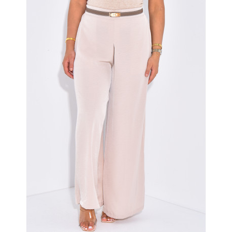 Pantalon taille haute et fluide à coupe large