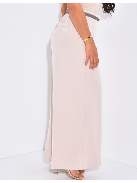 Pantalon taille haute et fluide à coupe large