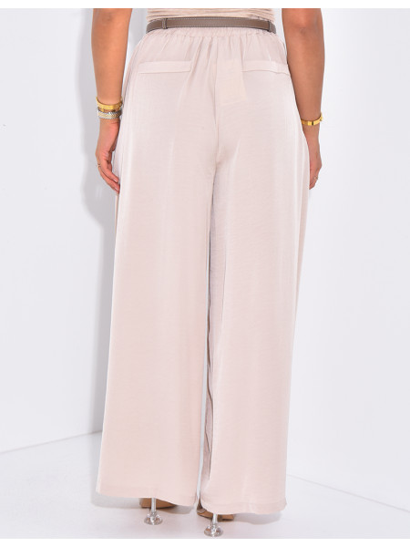 Pantalon taille haute et fluide à coupe large