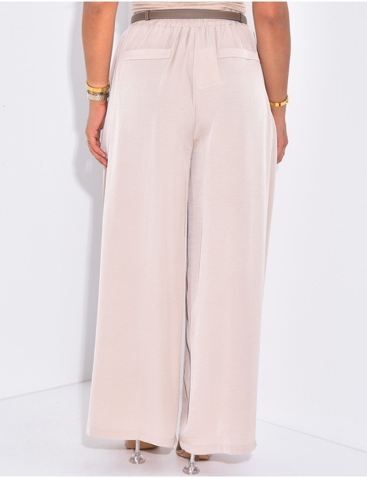 Pantalon taille haute et fluide à coupe large