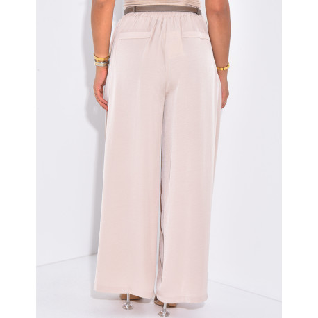 Pantalon taille haute et fluide à coupe large