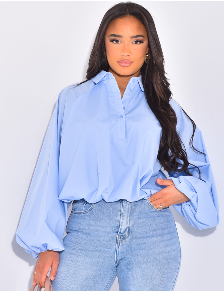 Short blouse with bouffant effect