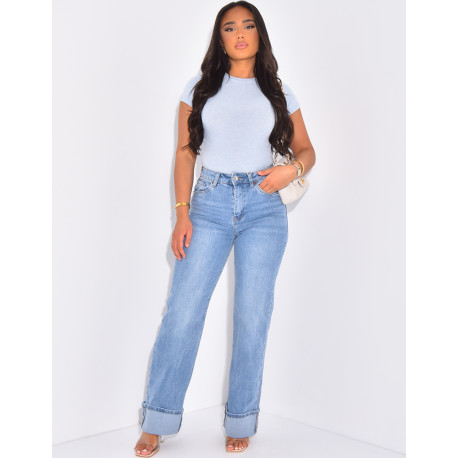 T-shirt col rond chiné à manches courtes