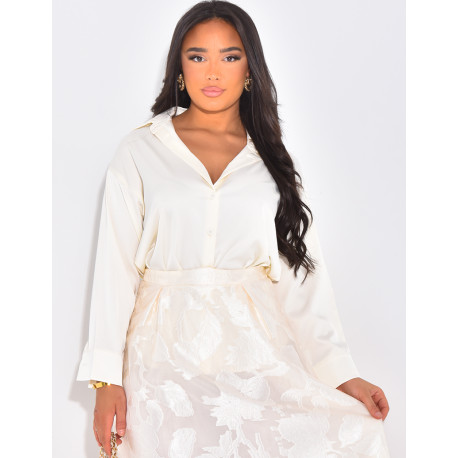 Loose-fitting shirt in premium satin