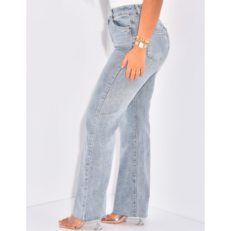 Straight fit high waist jeans in stretch fabric
