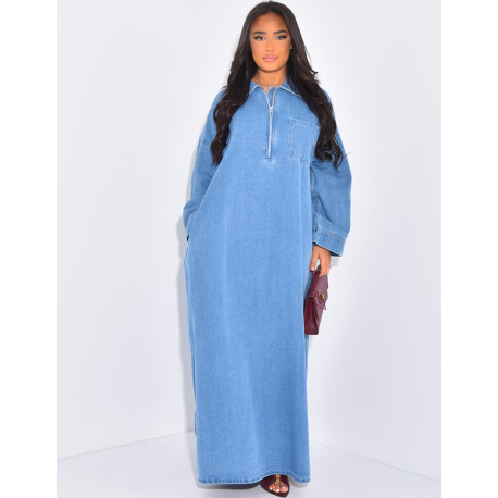 Oversized raw denim dress
