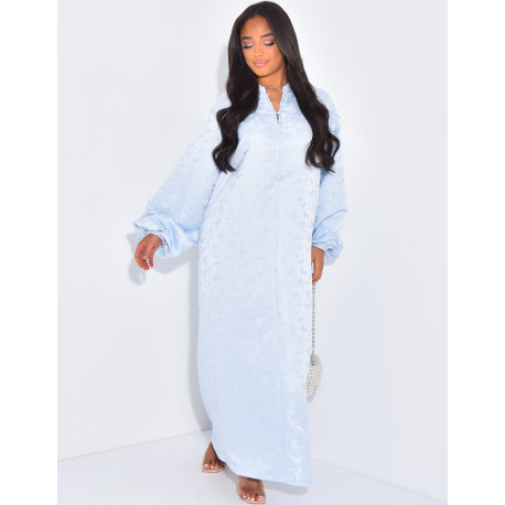 Loose-fitting abaya with button embroidery