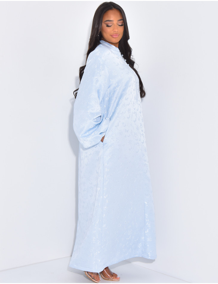 Abaya ample brodée à boutons