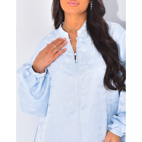 Abaya ample brodée à boutons