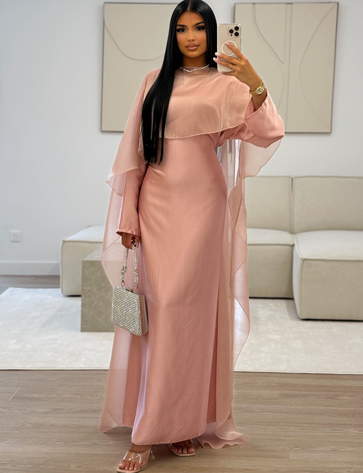 Tie-up dress and iridescent veil set