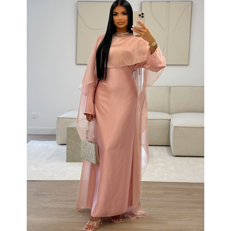 Tie-up dress and iridescent veil set