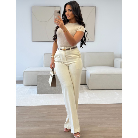 Mottled effect high-waisted suit trousers
