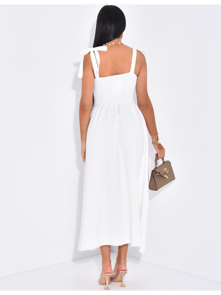 Langes Kleid mit Trägern zum Binden