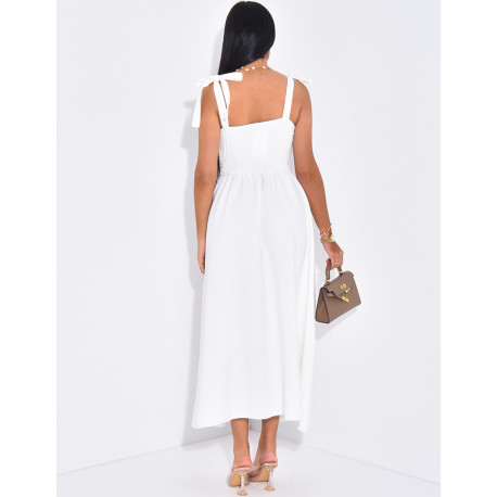 Langes Kleid mit Trägern zum Binden