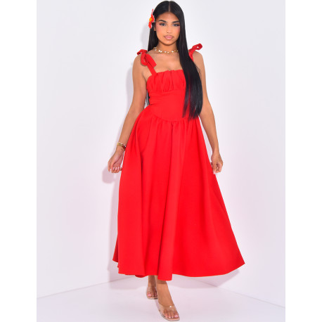 Maxi dress with tie straps