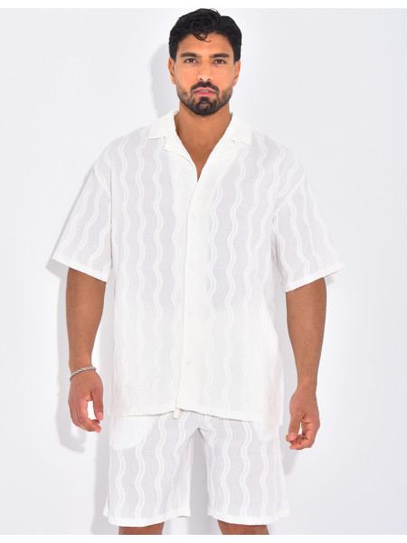 Ensemble short et chemise à motifs vagues en relief