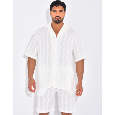 Ensemble short et chemise à motifs vagues en relief