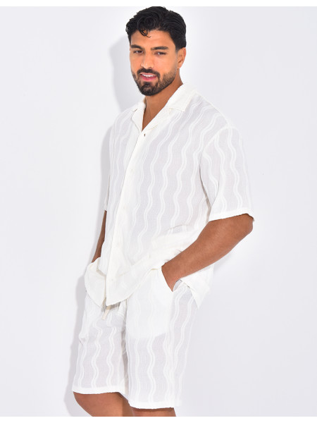 Ensemble short et chemise à motifs vagues en relief