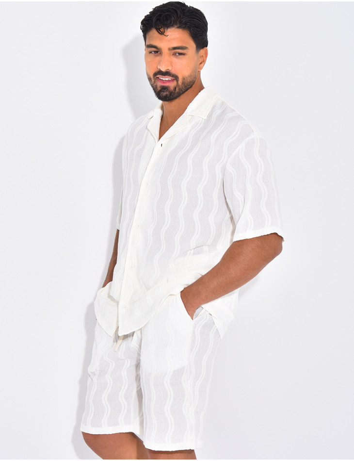 Ensemble short et chemise à motifs vagues en relief