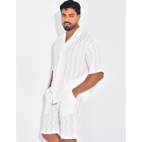 Ensemble short et chemise à motifs vagues en relief