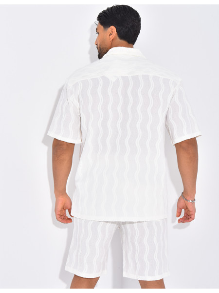 Ensemble short et chemise à motifs vagues en relief