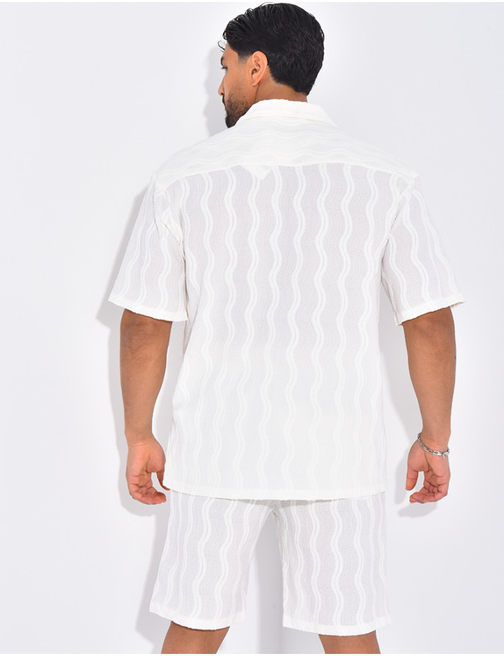 Ensemble short et chemise à motifs vagues en relief