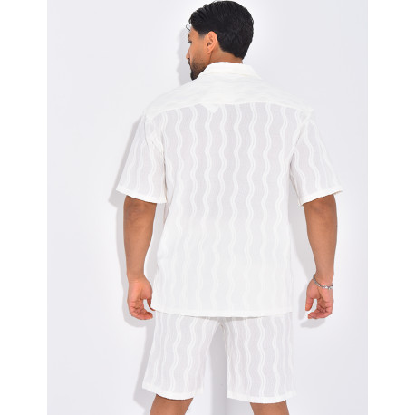 Ensemble short et chemise à motifs vagues en relief