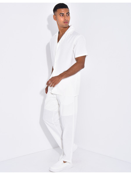 Ensemble pantalon et chemise effet chiné