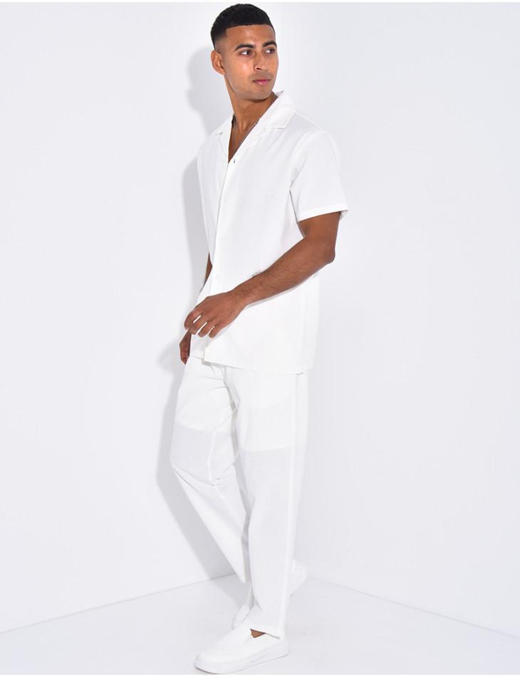 Ensemble pantalon et chemise effet chiné