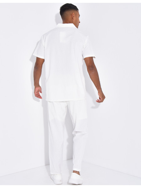 Ensemble pantalon et chemise effet chiné