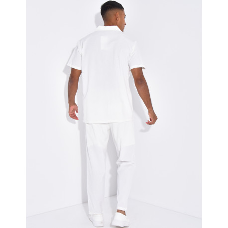 Ensemble pantalon et chemise effet chiné