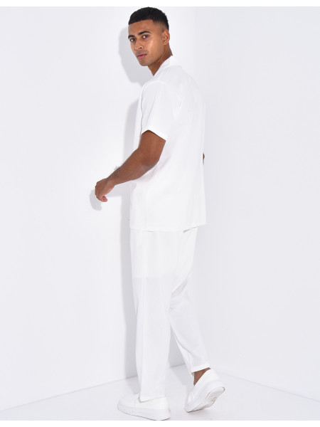 Ensemble pantalon et chemise effet chiné