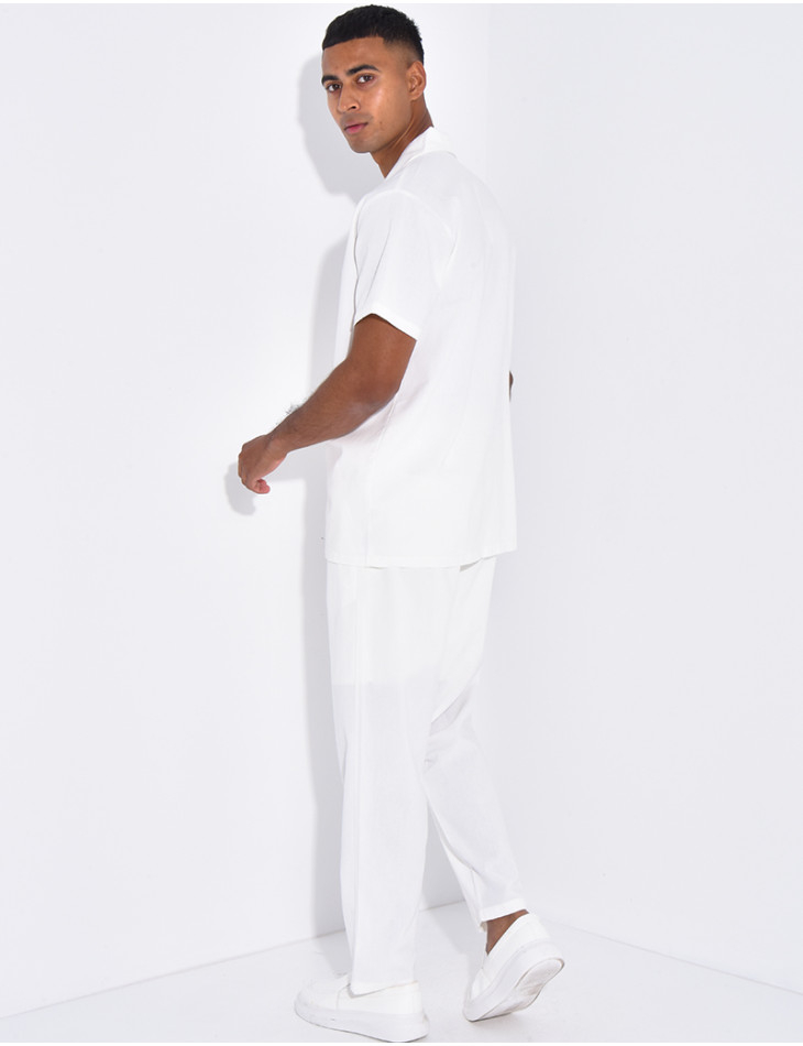 Ensemble pantalon et chemise effet chiné